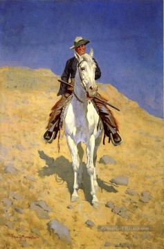  far - Autoportrait à cheval Far West américain Frederic Remington